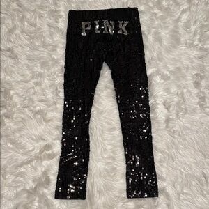 PINK Victoria's Secret Black Sequin Leggings